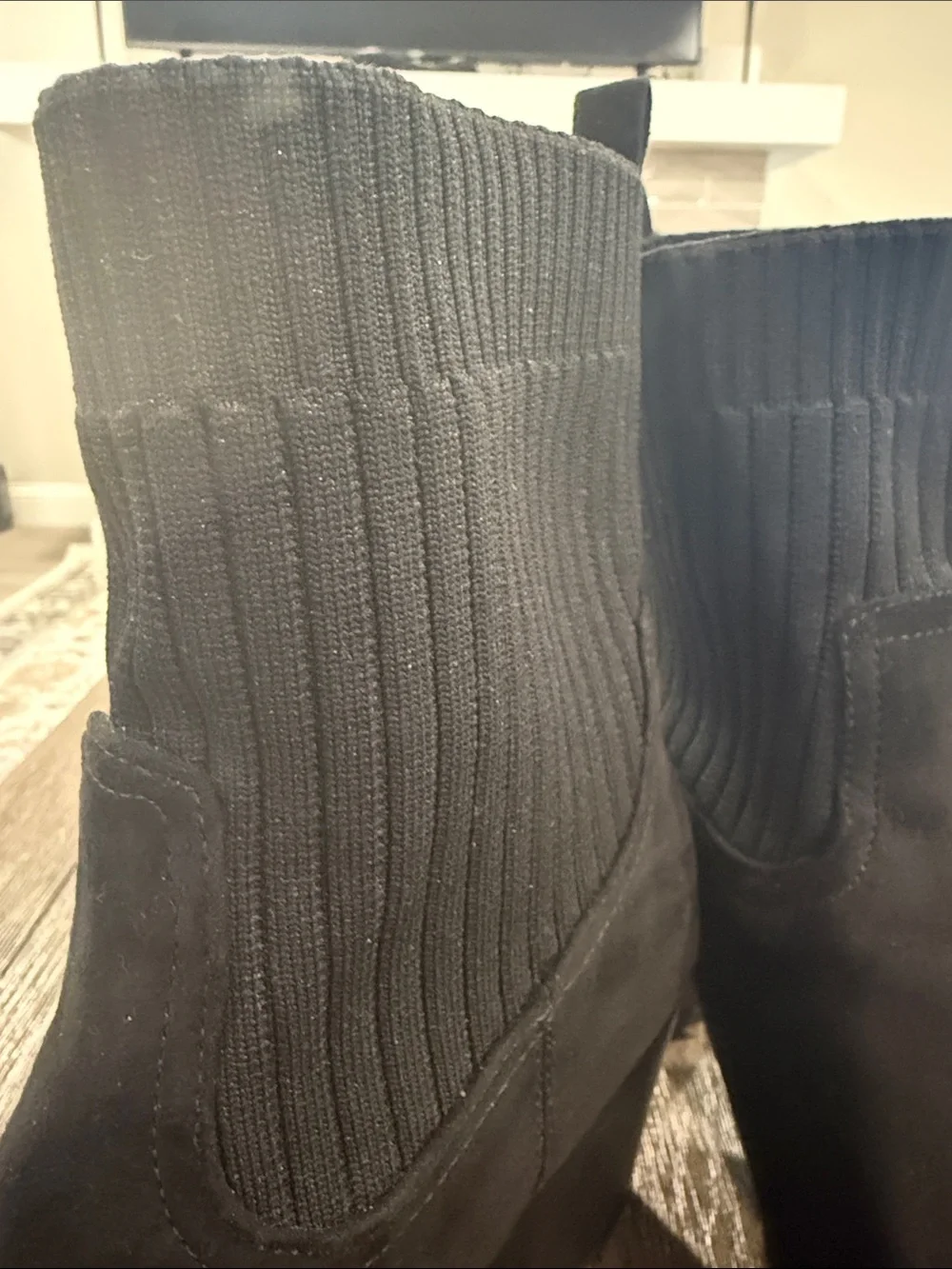 Time and Tru Women’s Black Ribbed Sock Ankle Booties